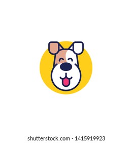Happy dog vector logo with Jack Russell