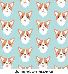 Happy dog welsh corgi orange  vector background. 