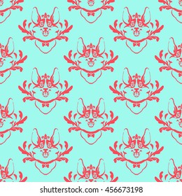 Happy dog welsh corgi vector background. Seamless pattern.
