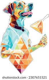 Happy Dog_is_cooking Wearing a chefs shirt , Vector, illustration