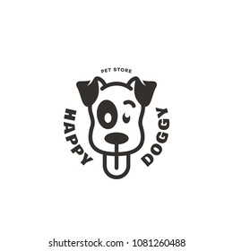 Happy doggy logo design template. Vector illustration.