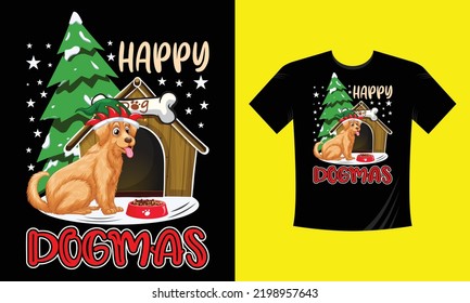 happy dogmas - Christmas t shirt design free vector svg design template 
