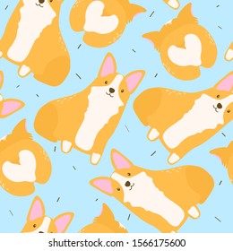 Happy dogs, hand drawn backdrop. Colorful seamless pattern with animals. Decorative cute wallpaper, good for printing. Overlapping background vector. Design illustration