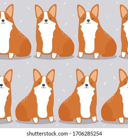 Happy dogs, hand drawn backdrop. Colorful seamless pattern with animals. Decorative cute wallpaper, good for printing. Overlapping background vector. Design illustration