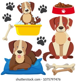 Happy Dogs on White Background illustration