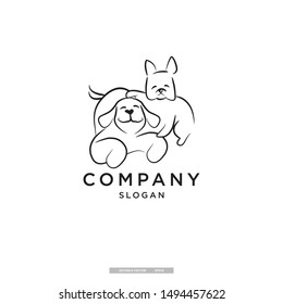 happy dogs playing vector logo design template. eps10