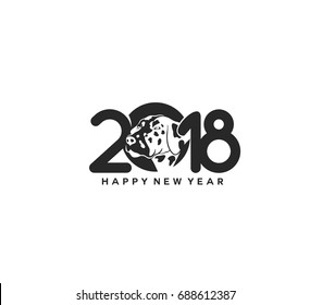Happy dogs year icon, china, malaysia, festival, white background, zodiac, vector illustration