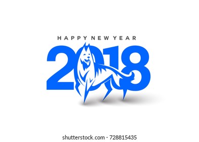 Happy dogs year icon, hand drawn, 2018, chinese, zodiac, celebration, vector illustration