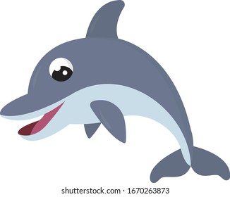 Happy dolphin, illustration, vector on white background.
