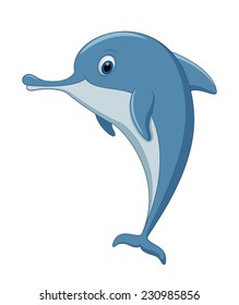 Happy dolphin standing on white background