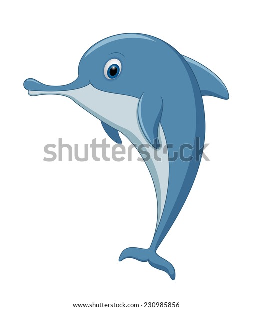 Happy Dolphin Standing On White Background Stock Vector (Royalty Free ...