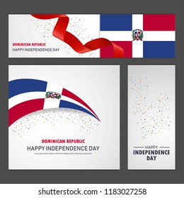 Happy Dominican Republic independence day Banner and Background Set