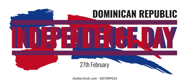 Happy Dominican Republic Independence Day greeting card, banner, poster design print. Dominican Republic flag grunge vector illustration. National holiday celebration 27 february