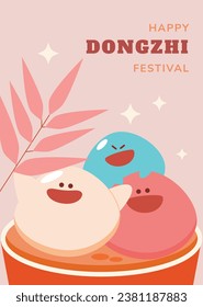 Happy Dongzhi festival background. Translate: Dongzhi festival celebration. Winter Solstice Festival. December 22. Cartoon Vector illustration template for Poster, Banner, Greeting, Card, Flyer, Post.