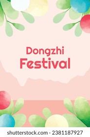 Happy Dongzhi festival background. Translate: Dongzhi festival celebration. Winter Solstice Festival. December 22. Cartoon Vector illustration template for Poster, Banner, Greeting, Card, Flyer, Post.