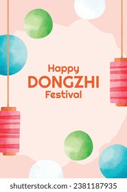 Happy Dongzhi festival background. Translate: Dongzhi festival celebration. Winter Solstice Festival. December 22. Cartoon Vector illustration template for Poster, Banner, Greeting, Card, Flyer, Post.