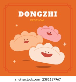 Happy Dongzhi festival background. Translate: Dongzhi festival celebration. Winter Solstice Festival. December 22. Cartoon Vector illustration template for Poster, Banner, Greeting, Card, Flyer, Post.