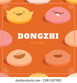 Happy Dongzhi festival background. Translate: Dongzhi festival celebration. Winter Solstice Festival. December 22. Cartoon Vector illustration template for Poster, Banner, Greeting, Card, Flyer, Post.