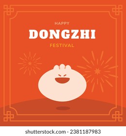 Happy Dongzhi festival background. Translate: Dongzhi festival celebration. Winter Solstice Festival. December 22. Cartoon Vector illustration template for Poster, Banner, Greeting, Card, Flyer, Post.