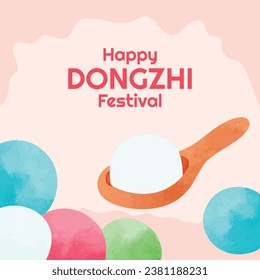 Happy Dongzhi festival background. Translate: Dongzhi festival celebration. Winter Solstice Festival. December 22. Cartoon Vector illustration template for Poster, Banner, Greeting, Card, Flyer, Post.