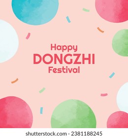 Happy Dongzhi festival background. Translate: Dongzhi festival celebration. Winter Solstice Festival. December 22. Cartoon Vector illustration template for Poster, Banner, Greeting, Card, Flyer, Post.