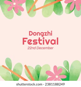 Happy Dongzhi festival background. Translate: Dongzhi festival celebration. Winter Solstice Festival. December 22. Cartoon Vector illustration template for Poster, Banner, Greeting, Card, Flyer, Post.