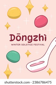 Happy Dongzhi festival background. Translate: Dongzhi festival celebration. Winter Solstice Festival. December 22. Cartoon Vector illustration template for Poster, Banner, Greeting, Card, Flyer, Post.