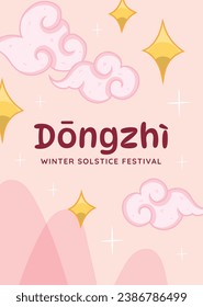 Happy Dongzhi festival background. Translate: Dongzhi festival celebration. Winter Solstice Festival. December 22. Cartoon Vector illustration template for Poster, Banner, Greeting, Card, Flyer, Post.