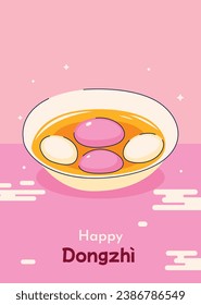 Happy Dongzhi festival background. Translate: Dongzhi festival celebration. Winter Solstice Festival. December 22. Cartoon Vector illustration template for Poster, Banner, Greeting, Card, Flyer, Post.