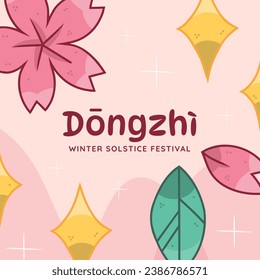 Happy Dongzhi festival background. Translate: Dongzhi festival celebration. Winter Solstice Festival. December 22. Cartoon Vector illustration template for Poster, Banner, Greeting, Card, Flyer, Post.