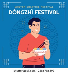 Happy Dongzhi festival background. Translate: Dongzhi festival celebration. Winter Solstice Festival. December 22. Cartoon Vector illustration template for Poster, Banner, Greeting, Card, Flyer, Post.