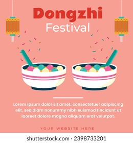 Happy Dongzhi festival  or Winter Solstice Festival. December 22. template for Poster, Banner, Greeting, Card, Flyer, Post.