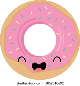 Happy donut kawaii illustratation can be sticker