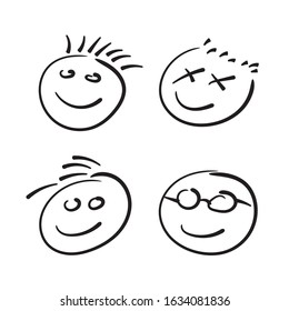 Happy Doodle Faces, Vector Image