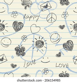 Happy doodles seamless pattern 