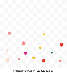 Happy Dot Abstract Vector Transparent Background. Fun Polka Card. Effect Rain Design. Rainbow Circle Festival Backdrop.
