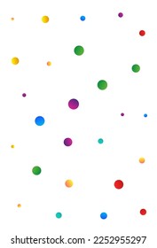 Happy Dot Decoration Vector White Background. Carnival Round Texture. Christmas Polka Design. Rainbow Confetti Top Postcard.