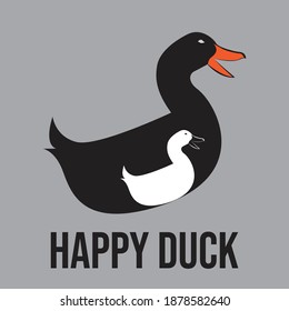 logotipo de doble pato feliz sobre fondo gris aislado