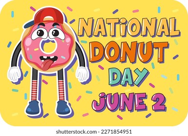 Happy doughnut day in June illustration