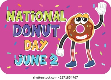 Happy doughnut day in June illustration