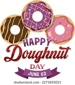 Happy doughnut day in June logo illustration