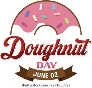 Happy doughnut day in June logo illustration