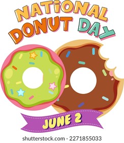 Happy doughnut day in June logo illustration