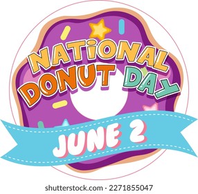 Happy doughnut day in June logo illustration