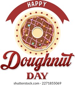 Happy doughnut day in June logo illustration