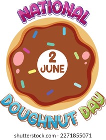 Happy doughnut day in June logo illustration