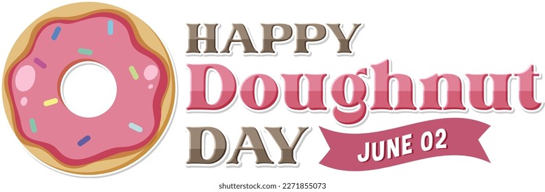 Happy doughnut day in June logo illustration