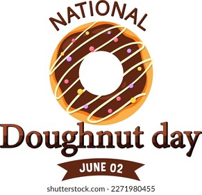 Happy doughnut day in June logo illustration