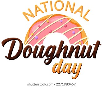 Happy doughnut day in June logo illustration