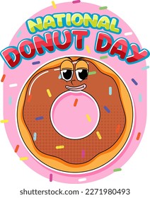 Happy doughnut day in June logo illustration